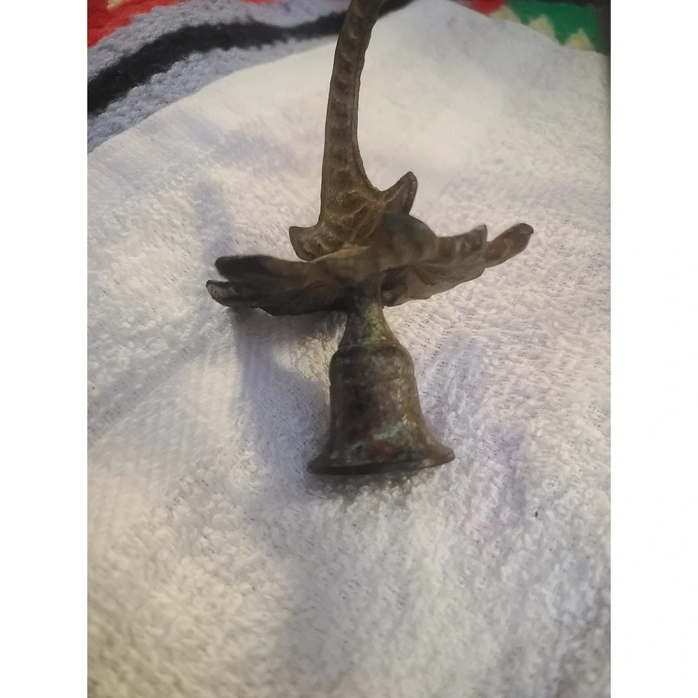 Vintage Cast Metal Double Candle Wall Sconce Ornate Verdigris Patina Rustic